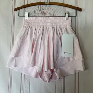 Lululemon Shake It Out High Rise Run Short 2.5" Pink Pearl Women's Size XXS NWT